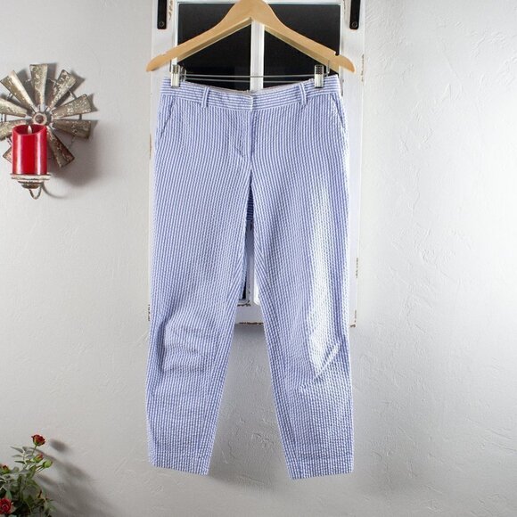 J.Crew Blue White SearSuckers Cafe Capri Size 0 - Picture 1 of 6